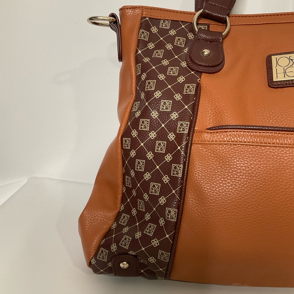 Jose Hess Faux Leather Madison Avenue Mocha Dual Strap Bag; Snap Front Pocket - Picture 4 of 15